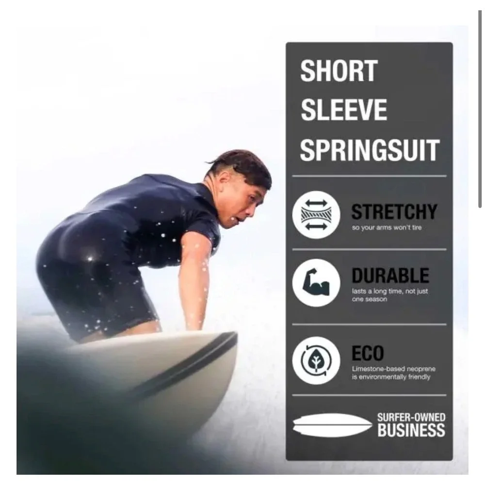 New Ho Stevie 2mm Neoprene Springsuit Short Sleeve Shorty‎ Wetsuit XL Black